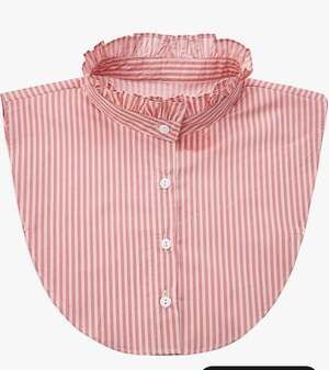 NIDMIDO Women Ruffle Mock Neck Detachable Striped Half Blouse Fake Collar